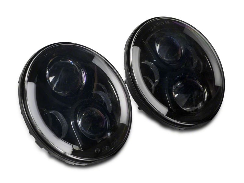 Load image into Gallery viewer, Raxiom 97-18 Jeep Wrangler TJ & JK 6-LED Headlights w/ Partial Halo- Blk Housing (Clear Lens)