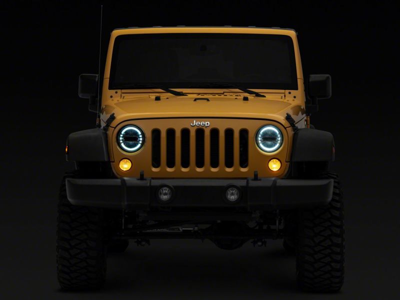 Load image into Gallery viewer, Raxiom 97-18 Jeep Wrangler TJ & JK Axial 7-In LED Headlights w/ DRL- Chrome Housing (Clear Lens)