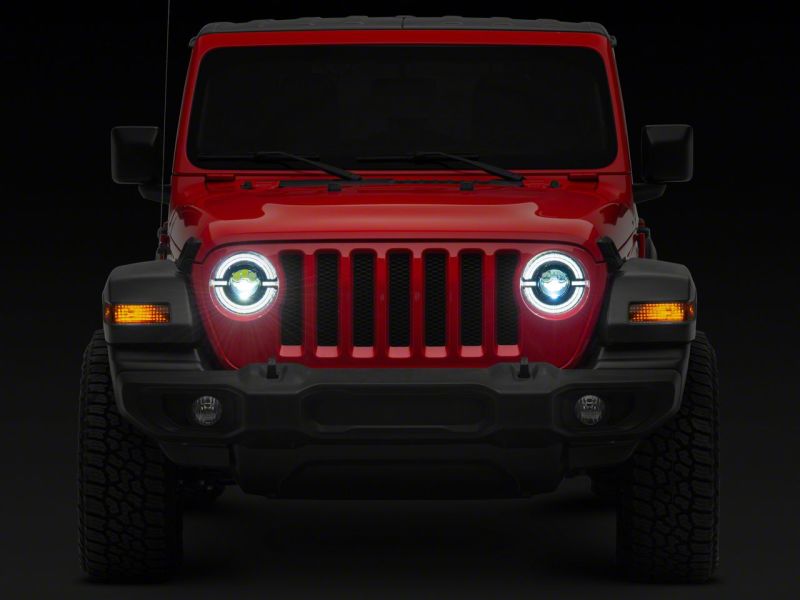Load image into Gallery viewer, Raxiom 18-23 Jeep Wrangler JL Axial Series 9-In LED Angel Eye Headlights- Black Housing (Clear Lens)