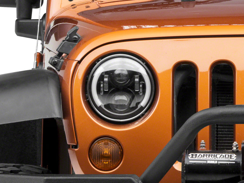 Load image into Gallery viewer, Raxiom 97-18 Jeep Wrangler TJ & JK 6-LED Headlights w/ Partial Halo- Blk Housing (Clear Lens)