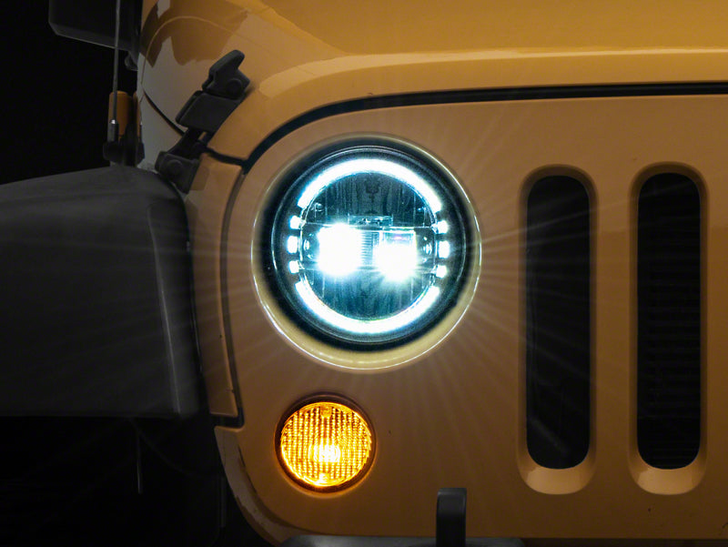Load image into Gallery viewer, Raxiom 97-18 Jeep Wrangler TJ & JK Axial 7-In LED Headlights w/ DRL- Chrome Housing (Clear Lens)