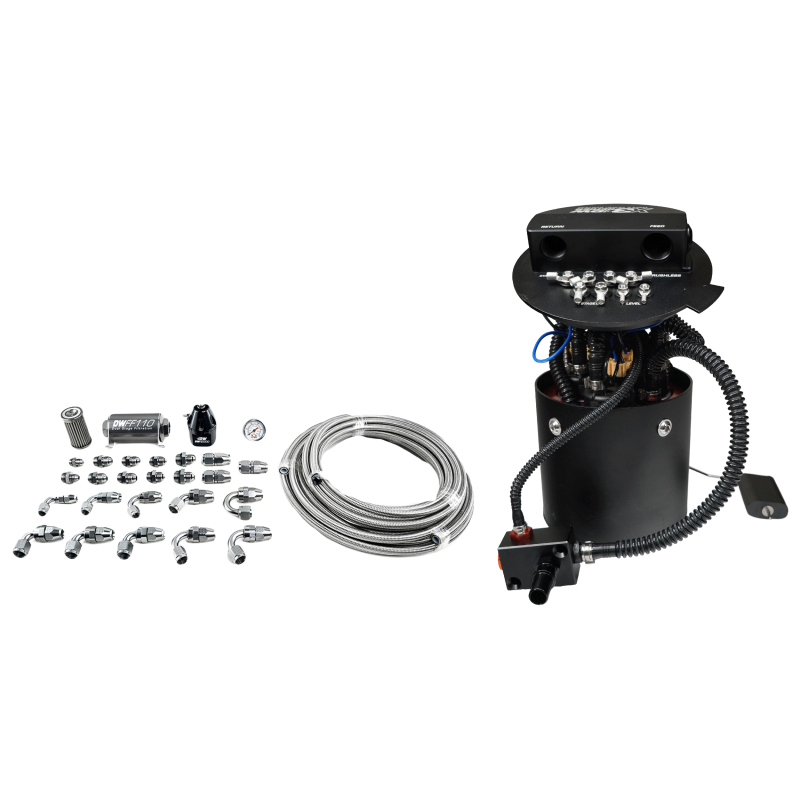 Load image into Gallery viewer, DeatschWerks X3 Series Fuel Pump Module w/ Triple DW400 Pumps/PTFE Plumbing Kit 11-24 Ford Mustang