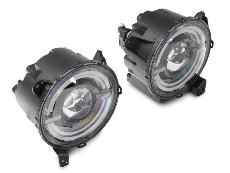 Load image into Gallery viewer, Raxiom 18-23 Jeep Wrangler JL Axial Series 9-In LED Angel Eye Headlights- Black Housing (Clear Lens)