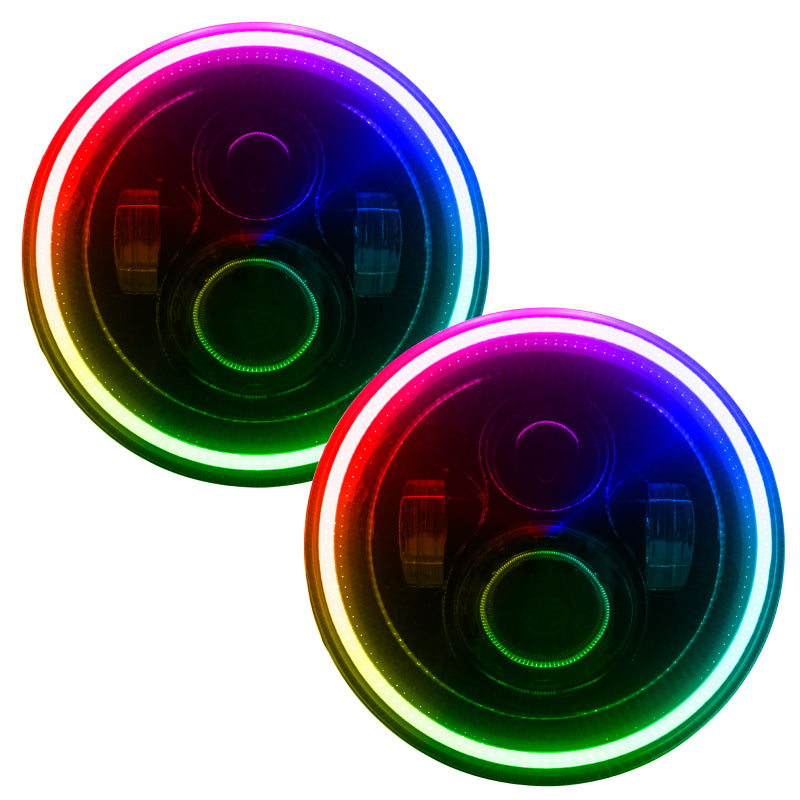 Load image into Gallery viewer, Oracle 7in High Powered LED Headlights - Black Bezel - ColorSHIFT 2.0