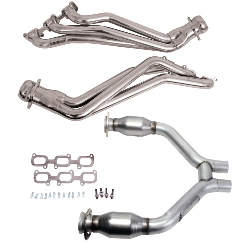 Load image into Gallery viewer, BBK 15-17 Ford Mustang V6 1-3/4 Long Tube Headers w/High Flow Catted H Pipe (Silver Ceramic)
