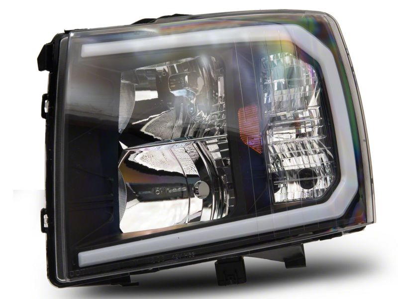 Load image into Gallery viewer, Raxiom 07-13 Chevrolet Silverado 1500 Axial Series Headlights w/ LED Bar- Black Housing (Clear Lens)