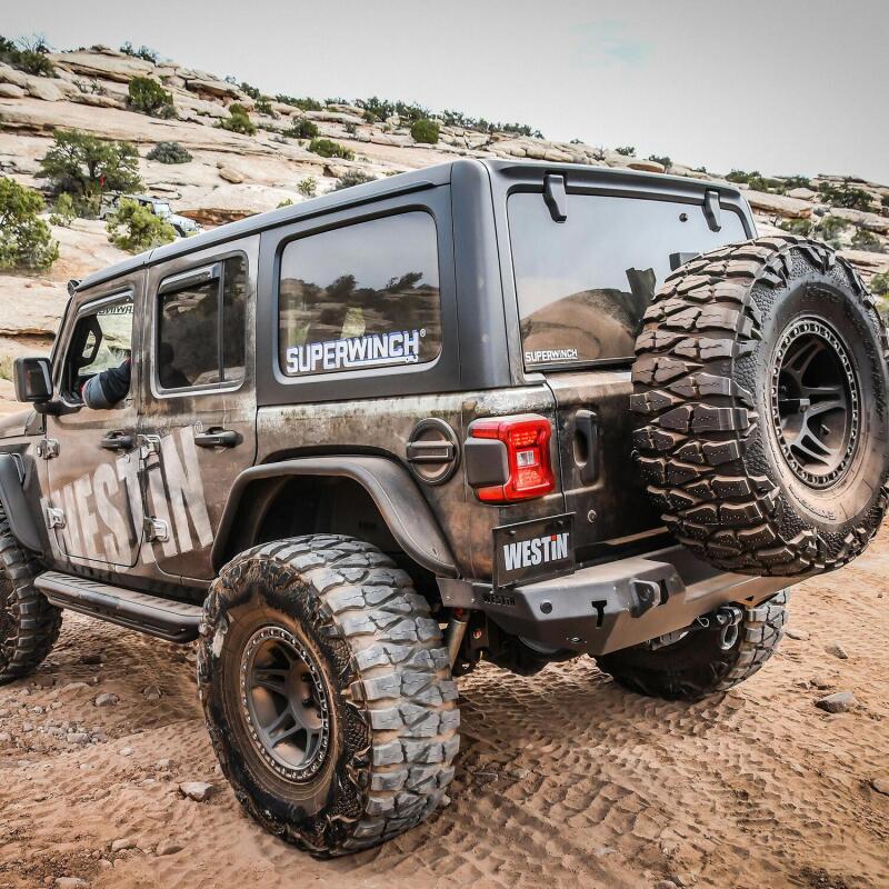 Load image into Gallery viewer, Westin 18-19 Jeep Wrangler JL WJ2 Rear Bumper w/ Sensors (Excl. Wrangler JK) - Textured Black