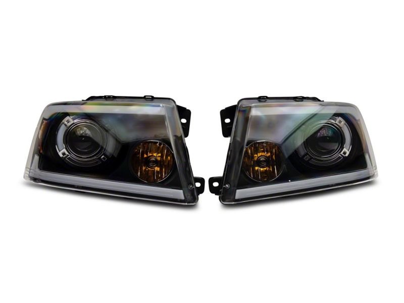 Load image into Gallery viewer, Raxiom 04-08 Ford F-150 Axial Series Projector Headlights w/ SEQL LED Bar- Blk Housing (Clear Lens)