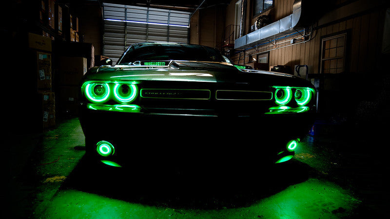 Load image into Gallery viewer, Oracle 15-21 Dodge Challenger Waterproof LED Fog Light Halo Kit - ColorSHIFT