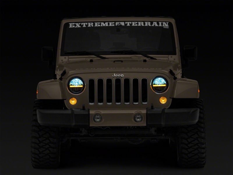 Load image into Gallery viewer, Raxiom 97-18 Jeep Wrangler TJ & JK Axial 7-In LED Headlights w/ DRL - Blk Housing (Clear Lens)