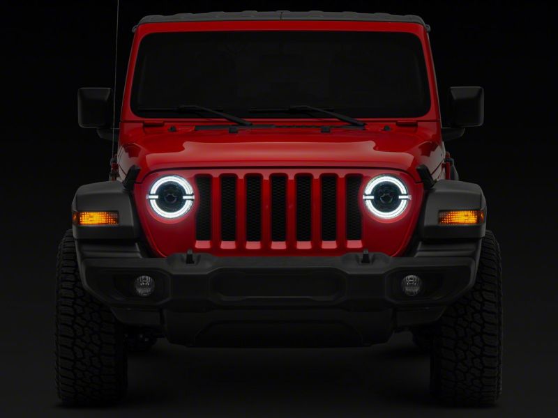 Load image into Gallery viewer, Raxiom 18-23 Jeep Wrangler JL Axial Series 9-In LED Angel Eye Headlights- Black Housing (Clear Lens)