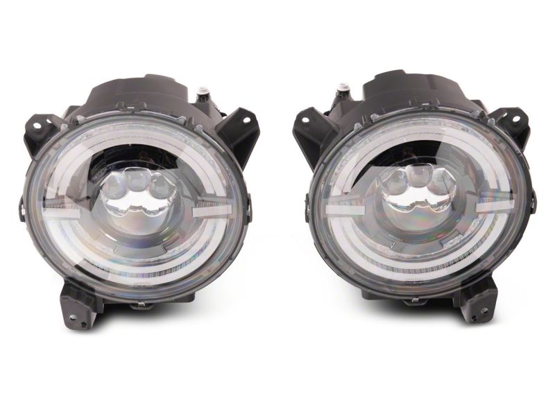 Load image into Gallery viewer, Raxiom 18-23 Jeep Wrangler JL Axial Series 9-In LED Angel Eye Headlights- Black Housing (Clear Lens)