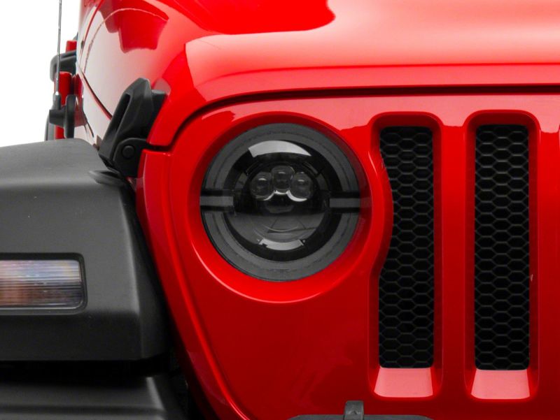 Load image into Gallery viewer, Raxiom 18-23 Jeep Wrangler JL Axial Series 9-In LED Angel Eye Headlights- Black Housing (Clear Lens)