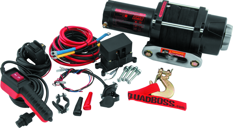 Load image into Gallery viewer, QuadBoss Winch Kit - 39ft x 7/32in Synthetic Rope - 3.5hp - Hawse Fairlead - Wired Remote - 3500lb