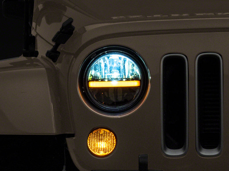 Load image into Gallery viewer, Raxiom 97-18 Jeep Wrangler TJ & JK Axial 7-In LED Headlights w/ DRL - Blk Housing (Clear Lens)
