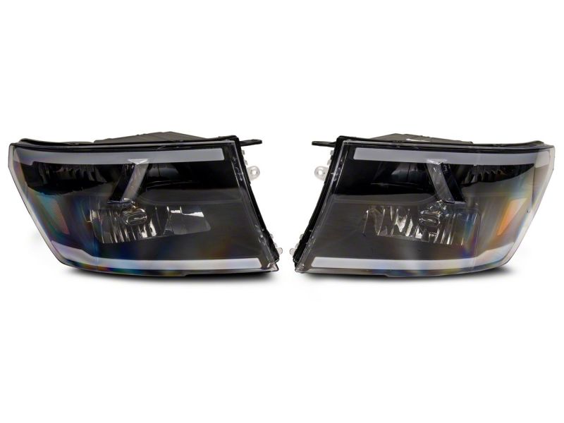 Load image into Gallery viewer, Raxiom 09-18 Dodge RAM 1500/2500/3500 Axial Series Headlights w/ LED Bar- Black Housing (Clear Lens)