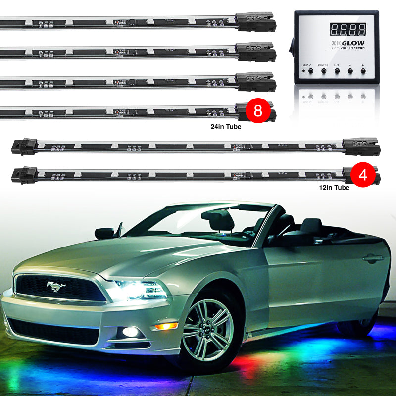 Load image into Gallery viewer, XK Glow 3 Million Color XKGLOW LED Accent Light Car/Truck Kit 8x24In + 4x12In Tubes
