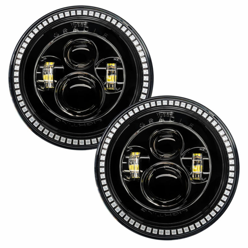Load image into Gallery viewer, Oracle 7in High Powered LED Headlights - Black Bezel - ColorSHIFT No Controller