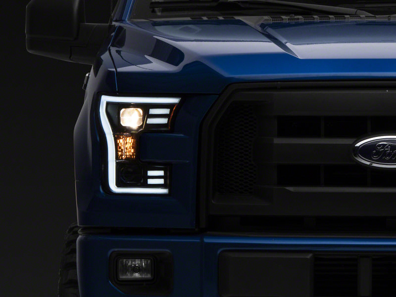 Load image into Gallery viewer, Raxiom 15-17 Ford F-150 G3 Projector Headlights w/ LED Accent- Black Housing (Clear Lens)
