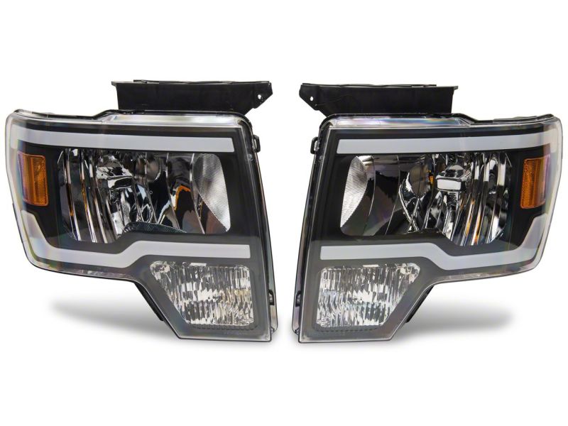 Load image into Gallery viewer, Raxiom 09-14 Ford F-150 Axial Series Headlights w/ LED Bar- Black Housing (Clear Lens)