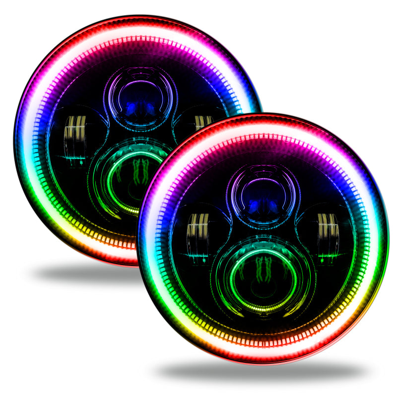 Load image into Gallery viewer, Oracle 7in High Powered LED Headlights - Black Bezel - ColorSHIFT No Controller