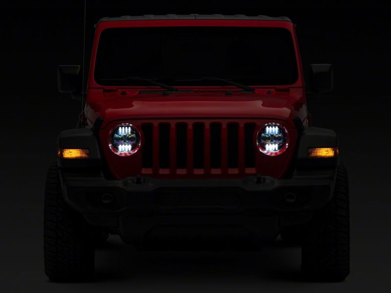 Load image into Gallery viewer, Raxiom 18-23 Jeep Wrangler JL Axial Series 9-In Angel Eye LED Headlights- Blk Housing (Clear Lens)