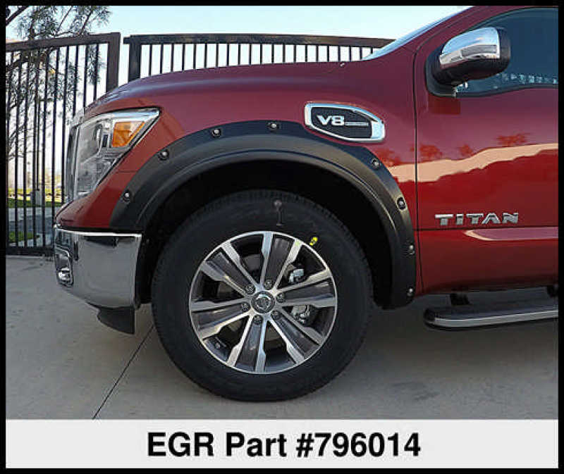 Load image into Gallery viewer, EGR 17-23 Nissan Titan Traditional Bolt-On Look Fender Flareswith Fender Badge Set Of 4
