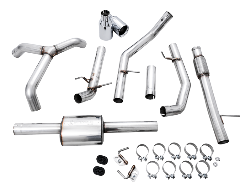 Load image into Gallery viewer, AWE Tuning 4th Gen GM 1500 5.3L 0FG Cat-Back Split Rear Exit (Flat Bumper) - Quad Chrome Tips