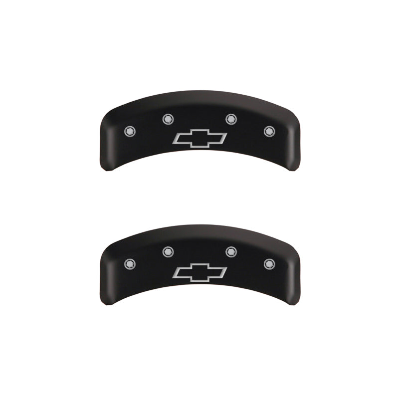 Load image into Gallery viewer, MGP 4 Caliper Covers Engraved Front & Rear Bowtie Red finish silver ch