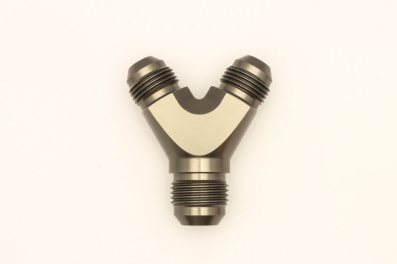 Load image into Gallery viewer, DeatschWerks 8AN Male Flare + 8AN Male Flare to 10AN Male Flare Y Block Fitting