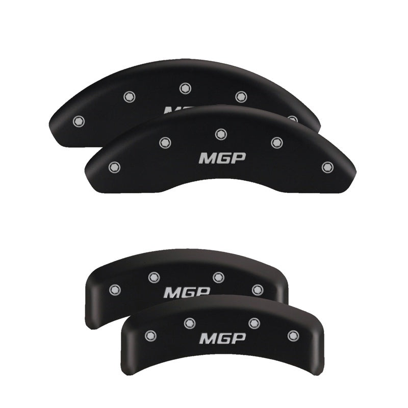 Load image into Gallery viewer, MGP 4 Caliper Covers Engraved Front & Rear Block/Challenger Black finish silver ch