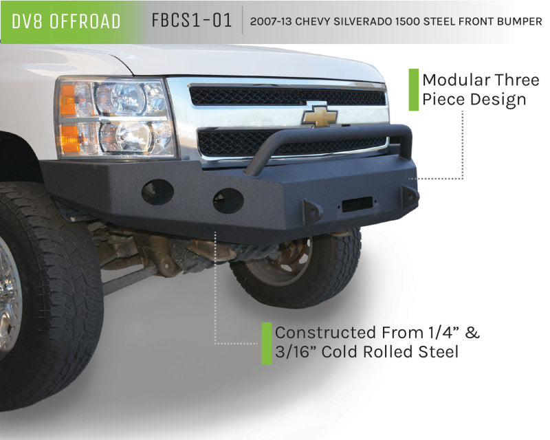 Load image into Gallery viewer, DV8 Offroad 07-13 Chevrolet Silverado 1500 Front Bumper - Black Powdercoat