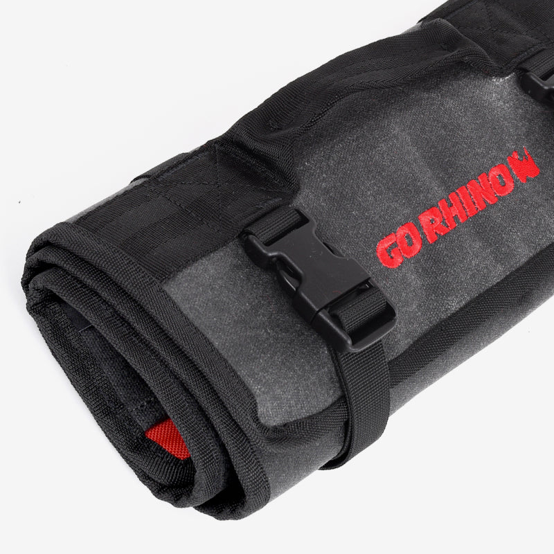 Load image into Gallery viewer, Go Rhino XVenture Gear Tool Roll - Small (4x4in. Closed) 12oz Waxed Canvas - Black