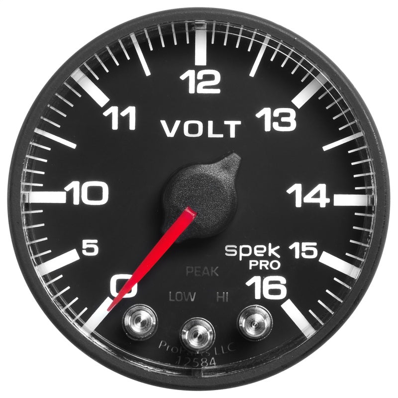 Load image into Gallery viewer, AutoMeter Gauge Voltmeter 2-1/16in. 16V Stepper Motor W/Peak & Warn Blk/Blk Spek-Pro