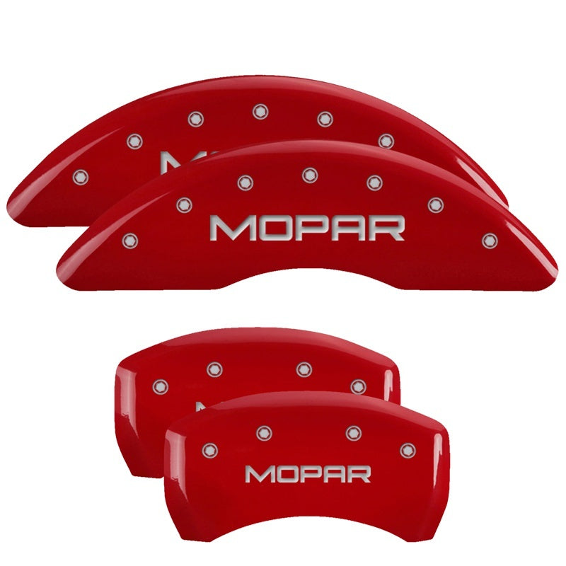 Load image into Gallery viewer, MGP 4 Caliper Covers Engraved Front & Rear MGP Red finish silver ch