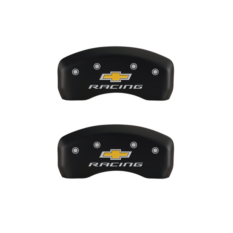 Load image into Gallery viewer, MGP 4 Caliper Covers Engraved Front & Rear Chevy racing Red finish silver ch