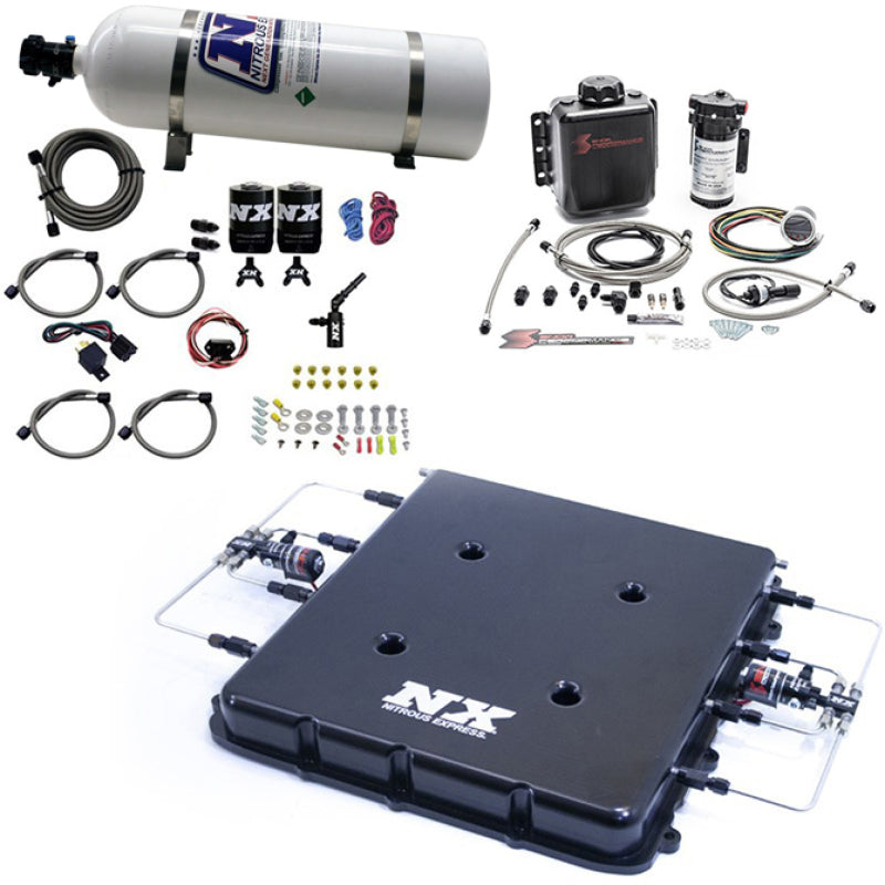 Load image into Gallery viewer, Nitrous Express Nitrous & Water Injection Kit w/Billet LT4 Supercharger Lid w/15lb Bottle
