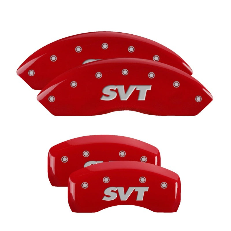 Load image into Gallery viewer, MGP 4 Caliper Covers Engraved Front & Rear MGP Red finish silver ch