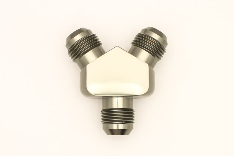 Load image into Gallery viewer, DeatschWerks 10AN Male Flare + 10AN Male Flare To 10AN Male Flare Y-Block Fitting