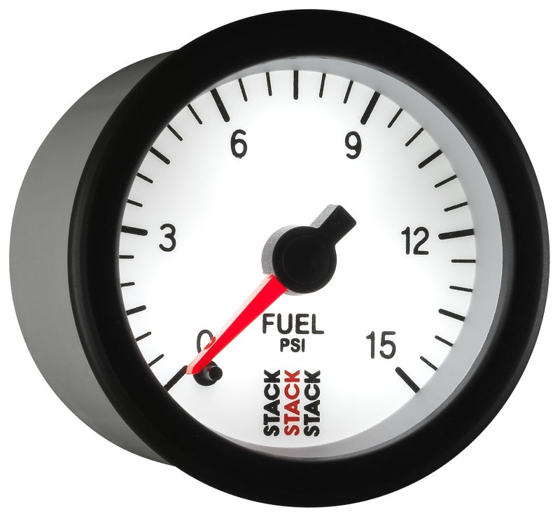 Load image into Gallery viewer, Autometer Stack 52mm 0-15 PSI 1/8in NPTF Male Pro Stepper Motor Fuel Pressure Gauge - White