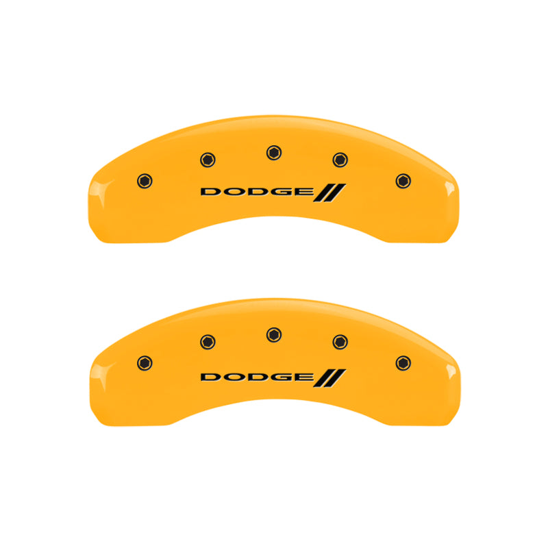 Load image into Gallery viewer, MGP 4 Caliper Covers Engraved Front & Rear With out stripes/Dodge Black finish silver ch