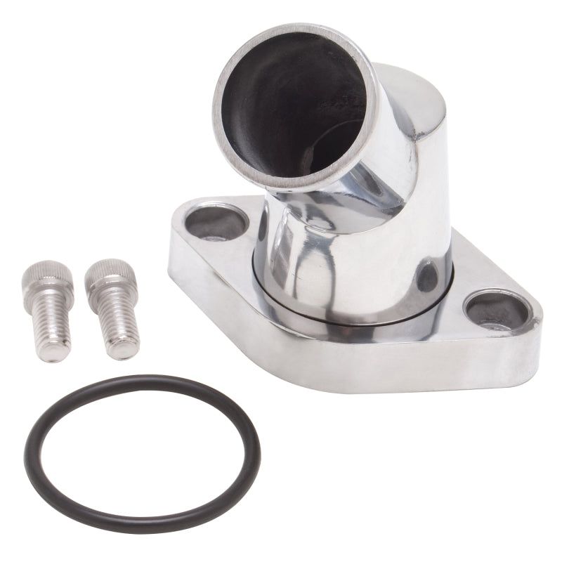 Load image into Gallery viewer, Edelbrock Waterneck SBC/BBC 45-Degree Two-Piece Cast Swivel Polished