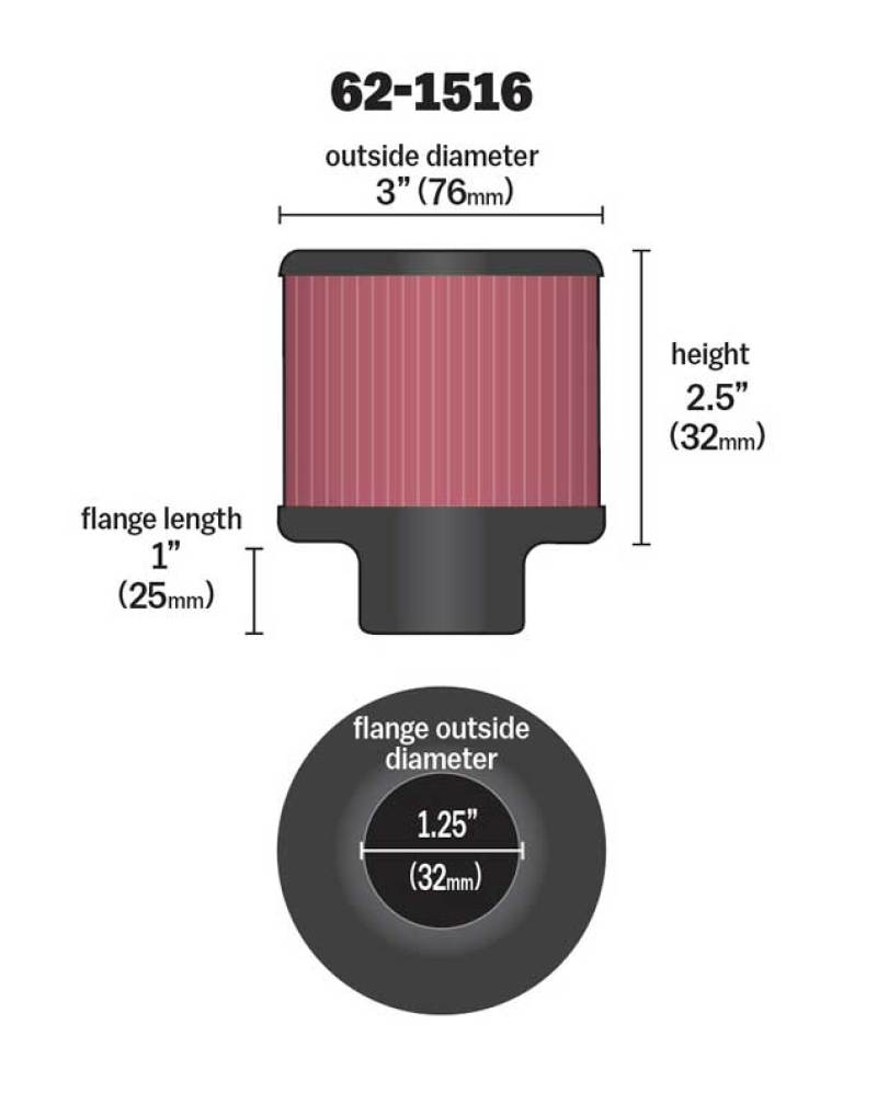 Load image into Gallery viewer, K&N 1in Flange L x 3in OD x 2.5in Height Clamp On Crankcase Vent Filter