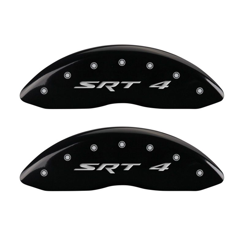 Load image into Gallery viewer, MGP 4 Caliper Covers Engraved Front Charger Engraved Rear RT Black finish silver ch