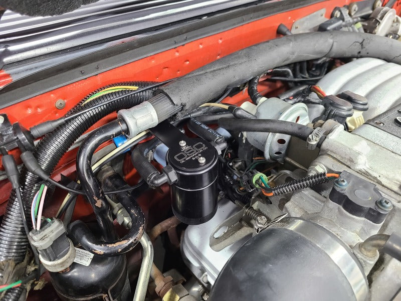 Load image into Gallery viewer, J&L 86-93 Ford Mustang 5.0 302 Passenger Side Oil Separator 3.0 - Black Anodized