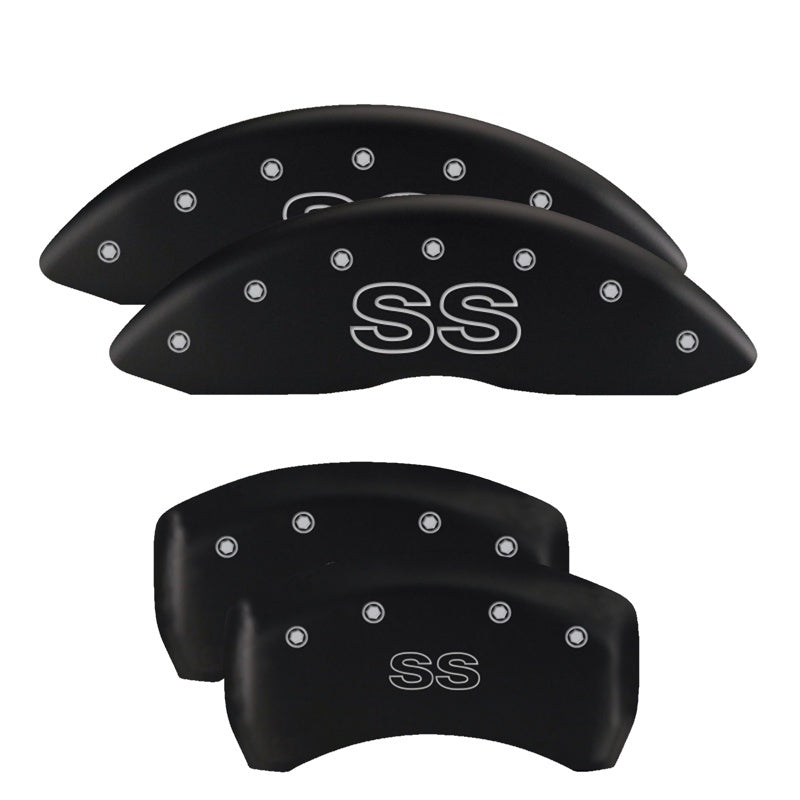 Load image into Gallery viewer, MGP 4 Caliper Covers Engraved Front & Rear MGP Black finish silver ch