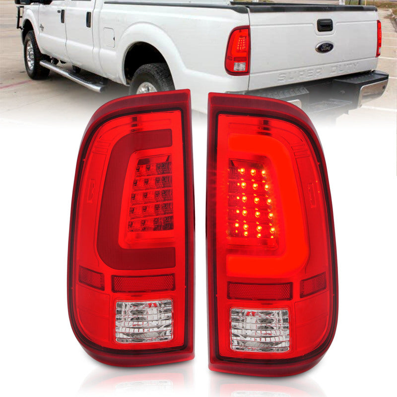 Load image into Gallery viewer, ANZO 2008-2016 Ford F-250 LED Taillights Chrome Housing Red/Clear Lens (Pair)