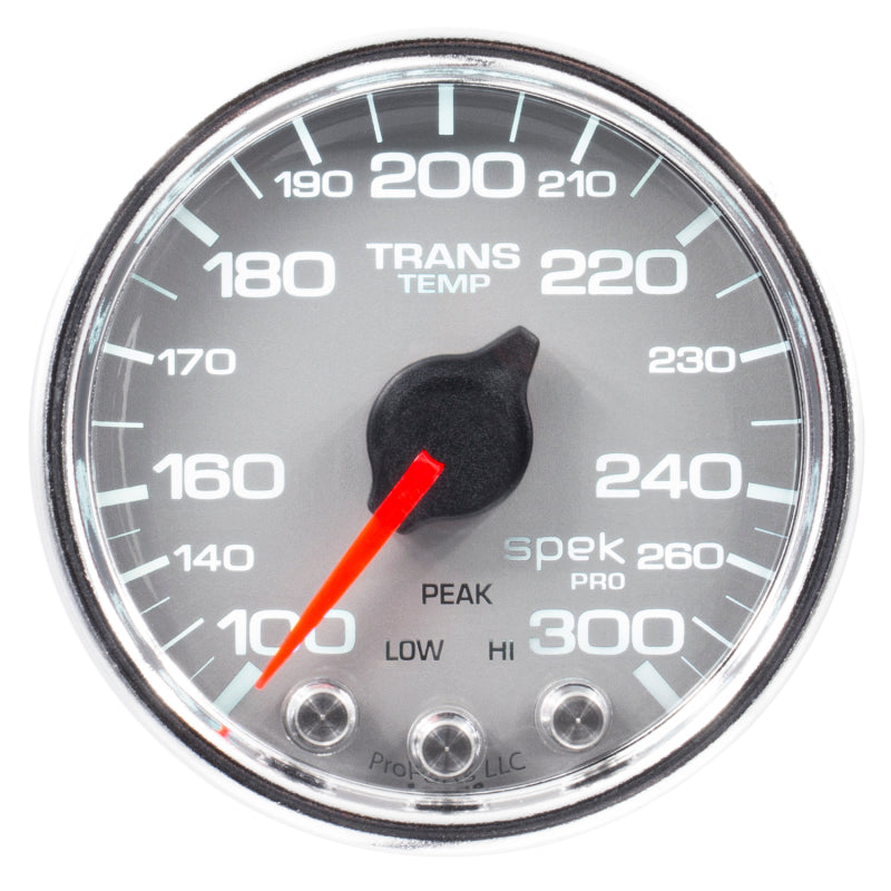 Load image into Gallery viewer, Autometer Spek-Pro Gauge Trans Temp 2 1/16in 300f Stepper Motor W/Peak & Warn Slvr/Chrm