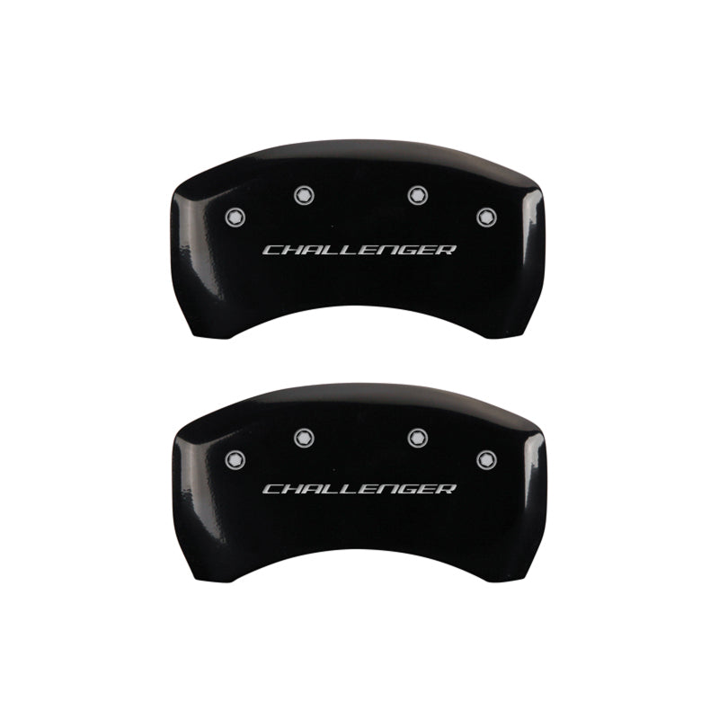 Load image into Gallery viewer, MGP 4 Caliper Covers Engraved Front & Rear Block/Challenger Black finish silver ch