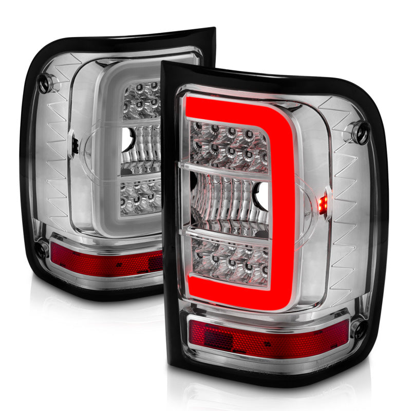 Load image into Gallery viewer, ANZO 2001-2011 Ford Ranger LED Tail Lights w/ Light Bar Chrome Housing Clear Lens